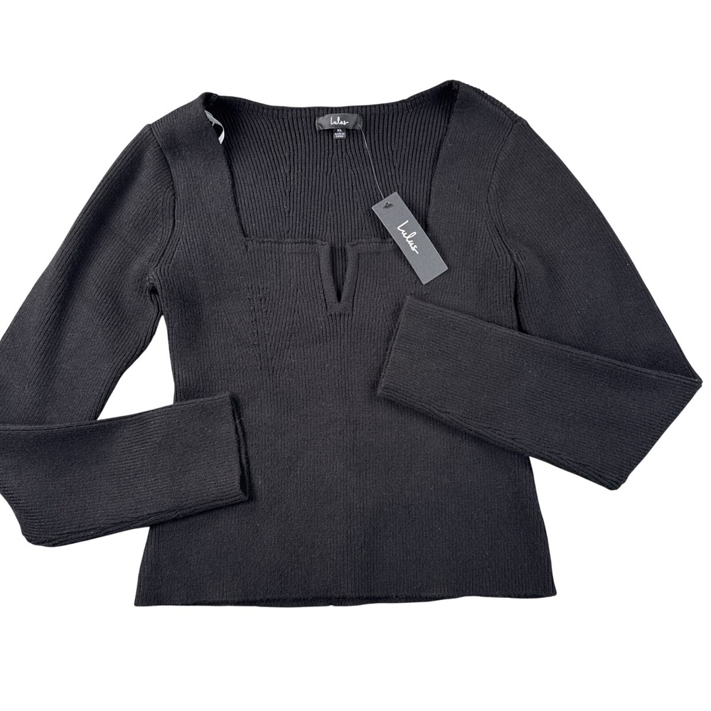 Lulus Sweater Womens XL Black Princess Neck Viscose Blend Heavy Casual‎ NWT